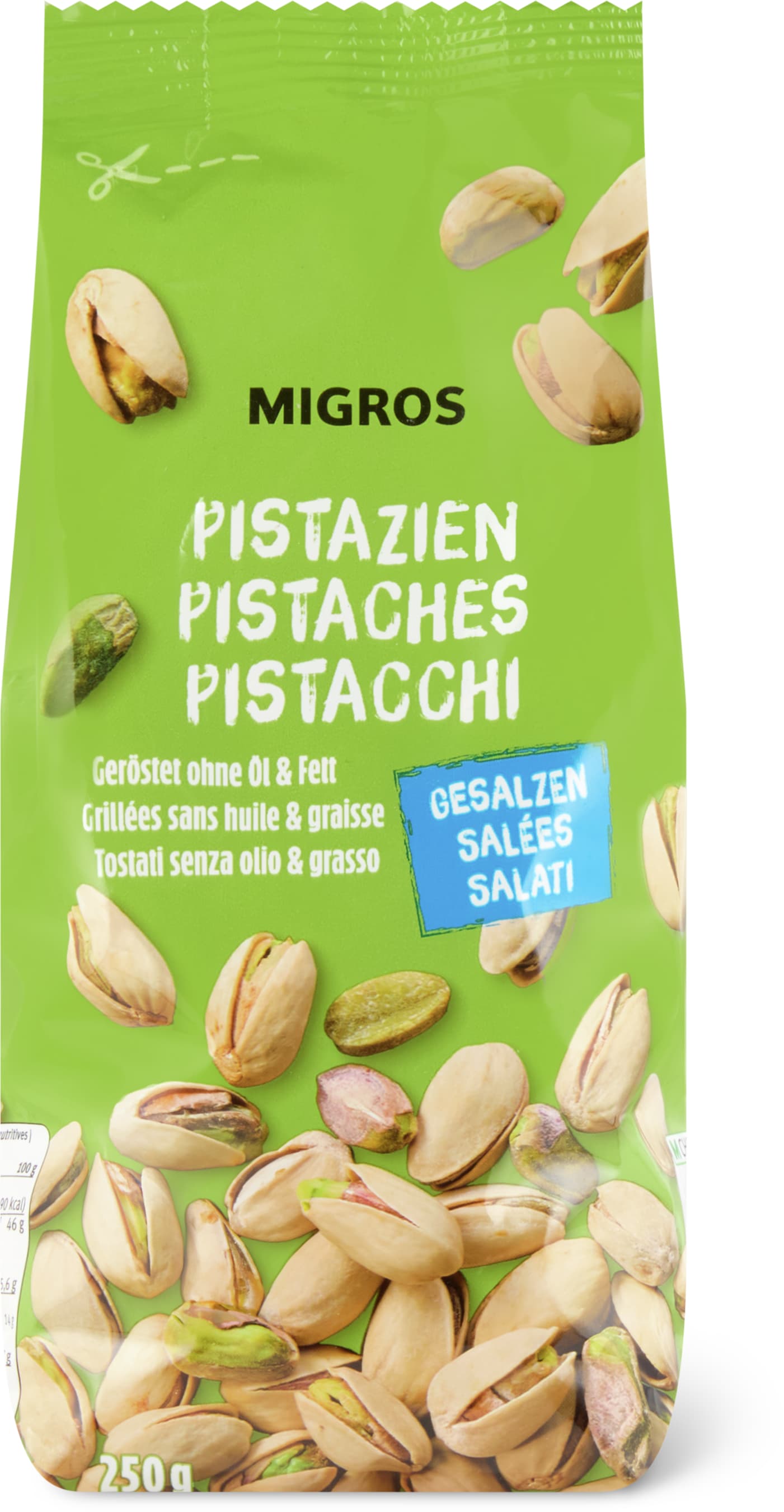 Migros Geröstete und gesalzene Pistazien 250g